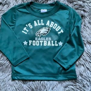 NFL team apparel green,white and gray long sleeve Eagles top. 12mos